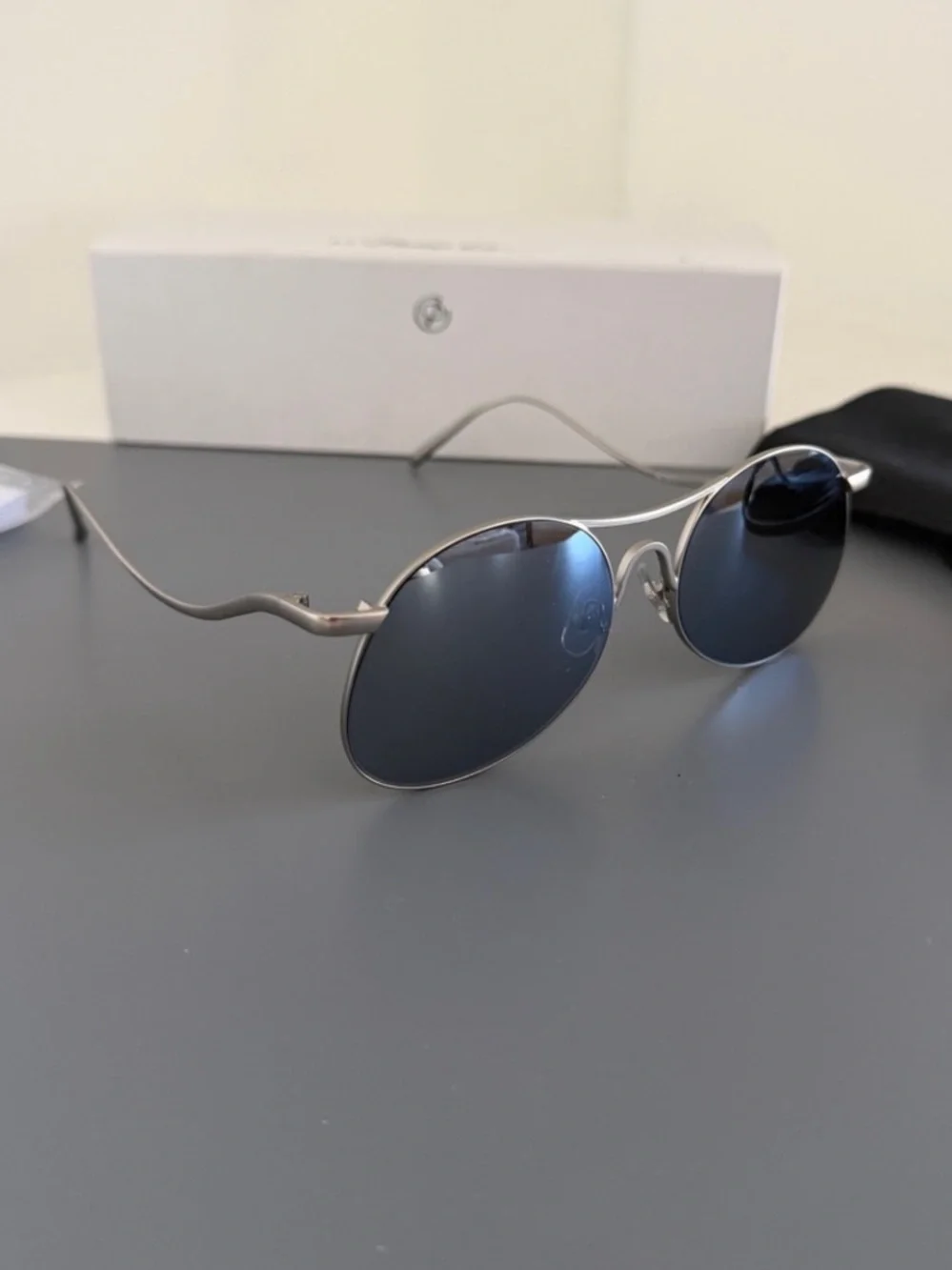 3.1 Phillip Lim x Linda Farrow PL177 Titanium White Gold Aviator Sunglasses Set